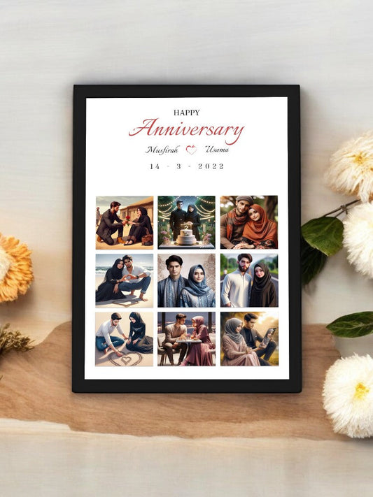 9 Photos Grid Anniversary Frame BLack